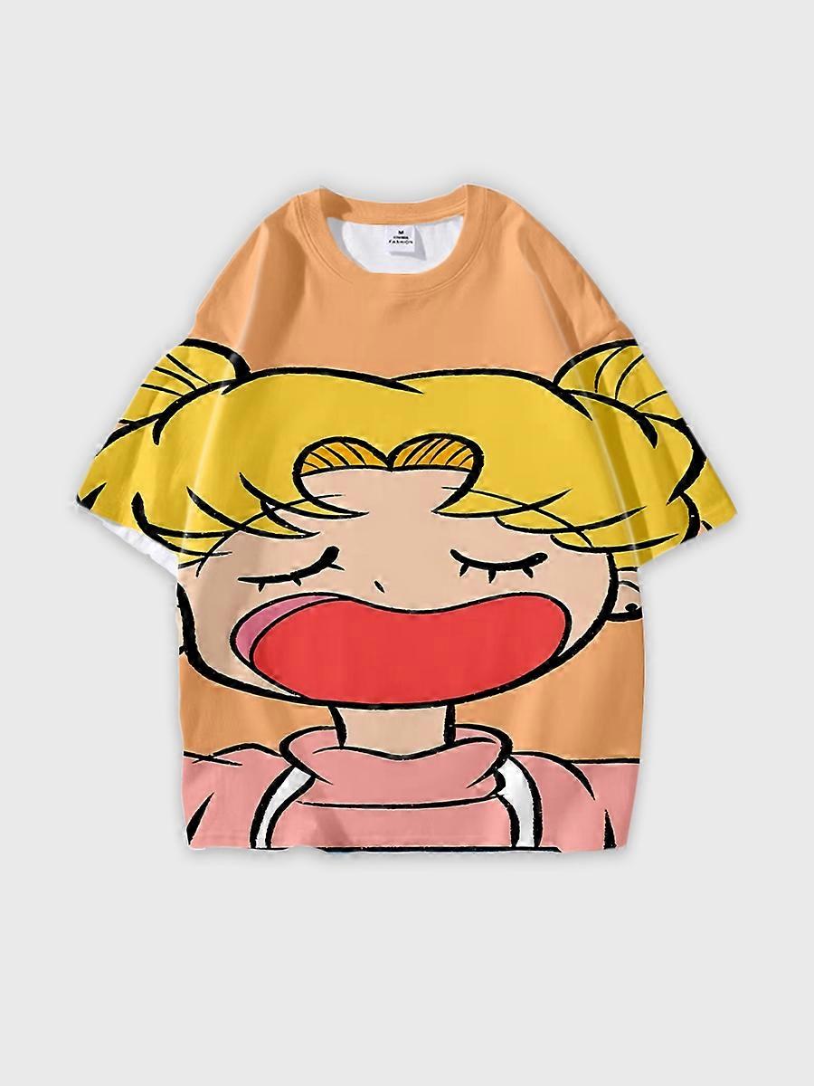 T-shirt round neck Role Pattern loose short sleeve D2270