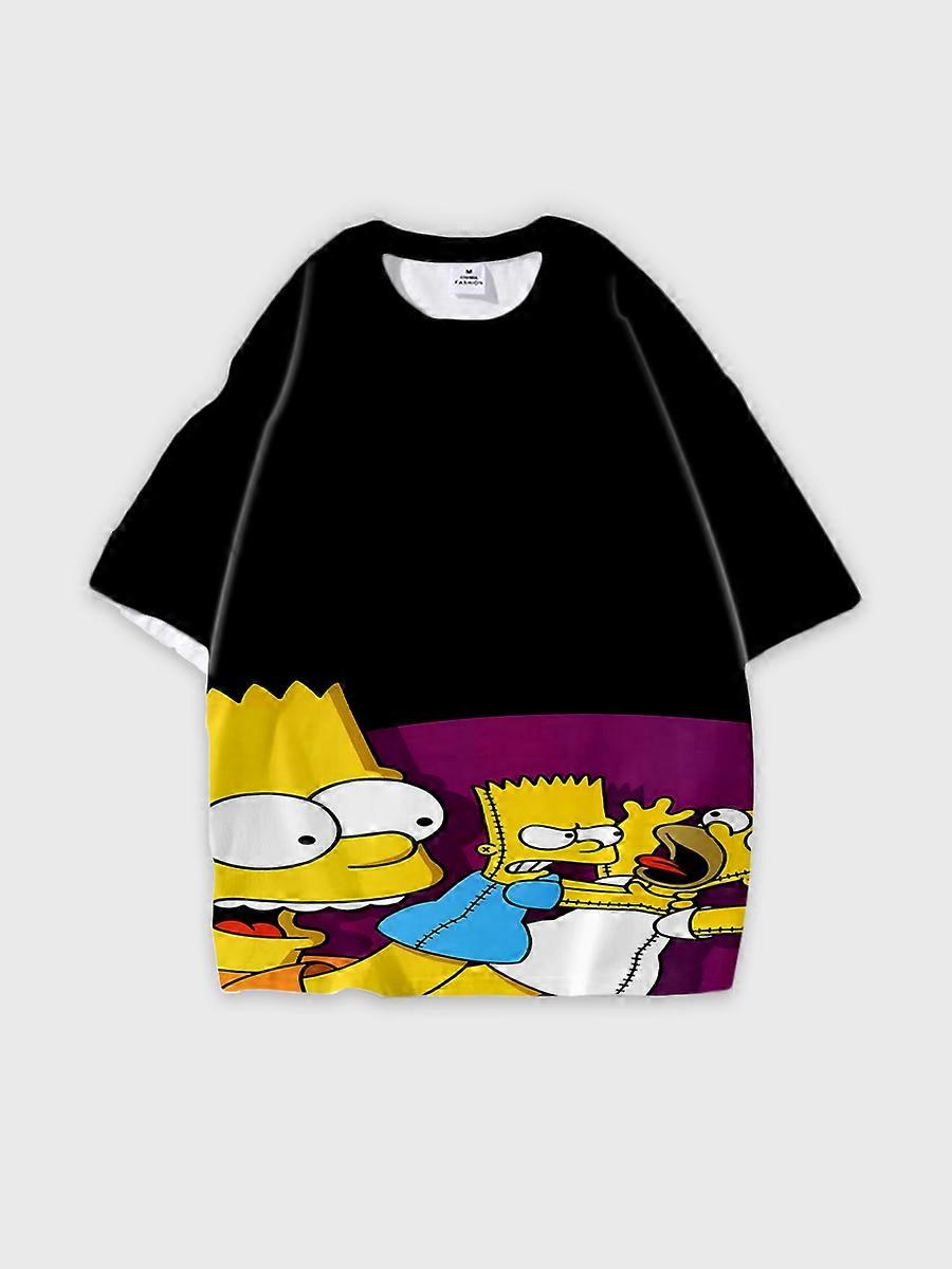 T-shirt girocollo Cartoon Pattern manica corta sciolta D1445