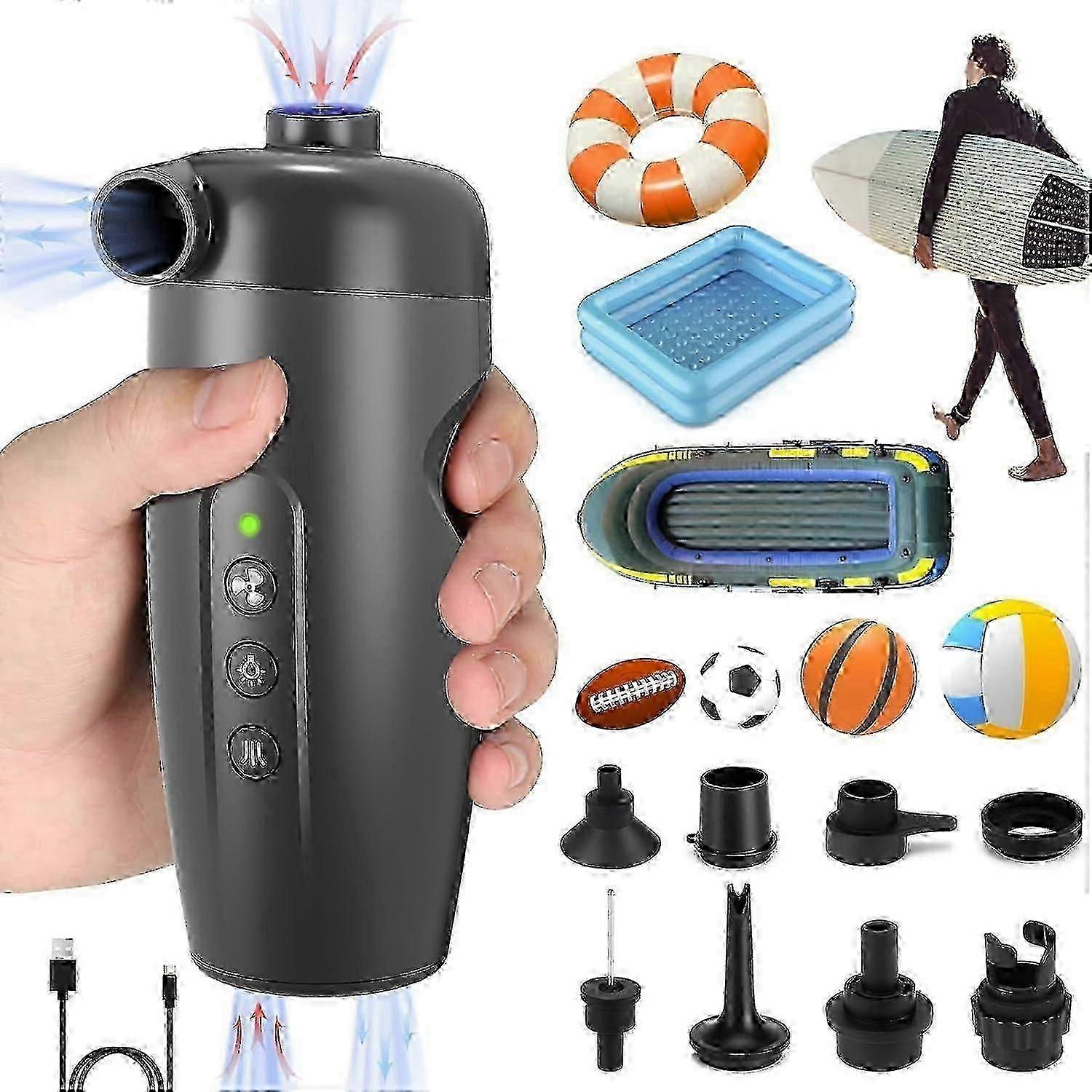 20PSI 电动气泵,电动充气机,带 7 个空气喷嘴和适配器,2 合 1 快速充气机/放气机,用于充气船/皮划艇