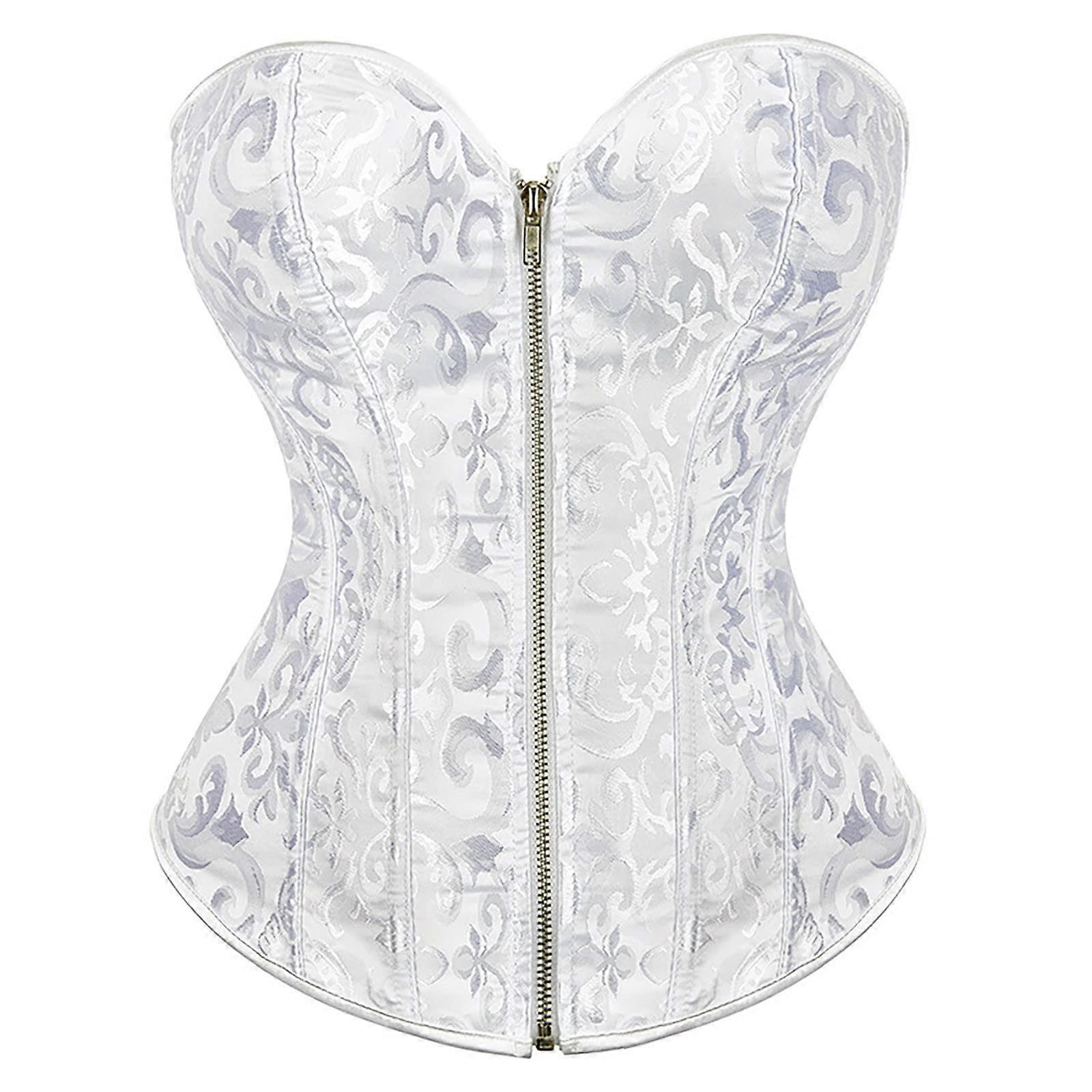Women's Underbust Latex Waist Trainer Corset, Sexy Pyjamas Body Shaper, White XXL Lingerie Set for Enhanced Curves
