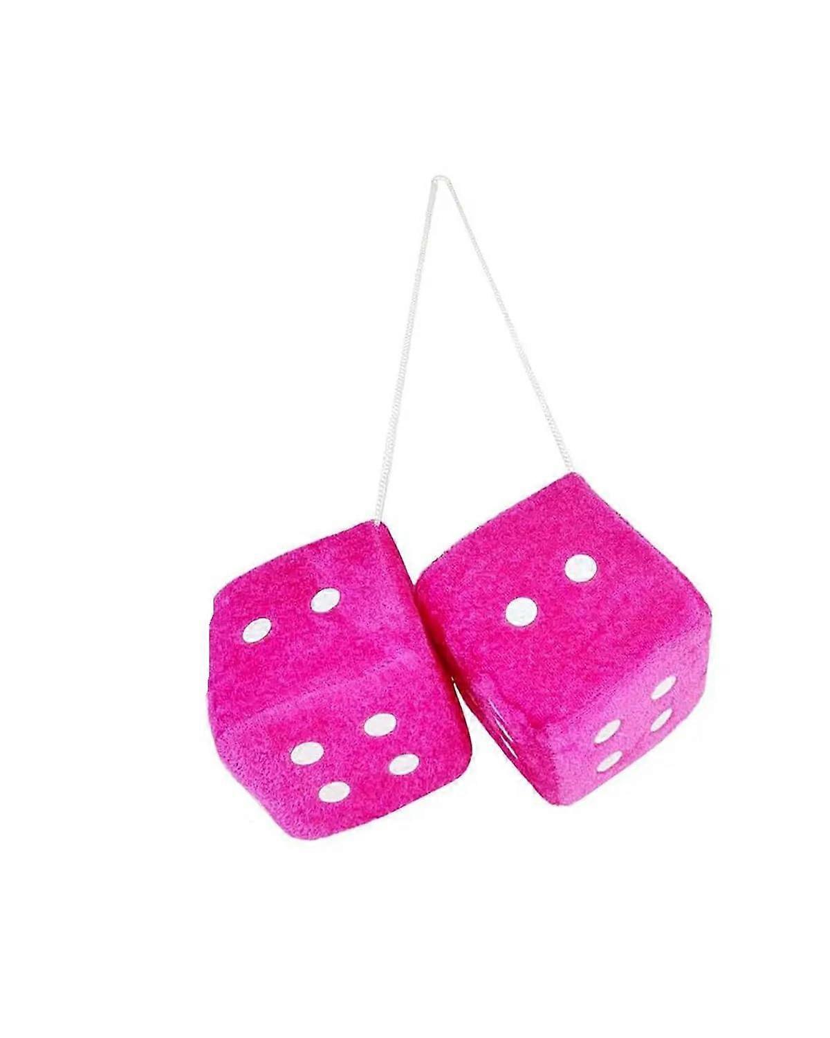 Car Rearview Mirror Plush Cube Pendant, Velvet New Year Dice Decoration, Rose Red Auto Styling Accessory for Vehicle Interiors