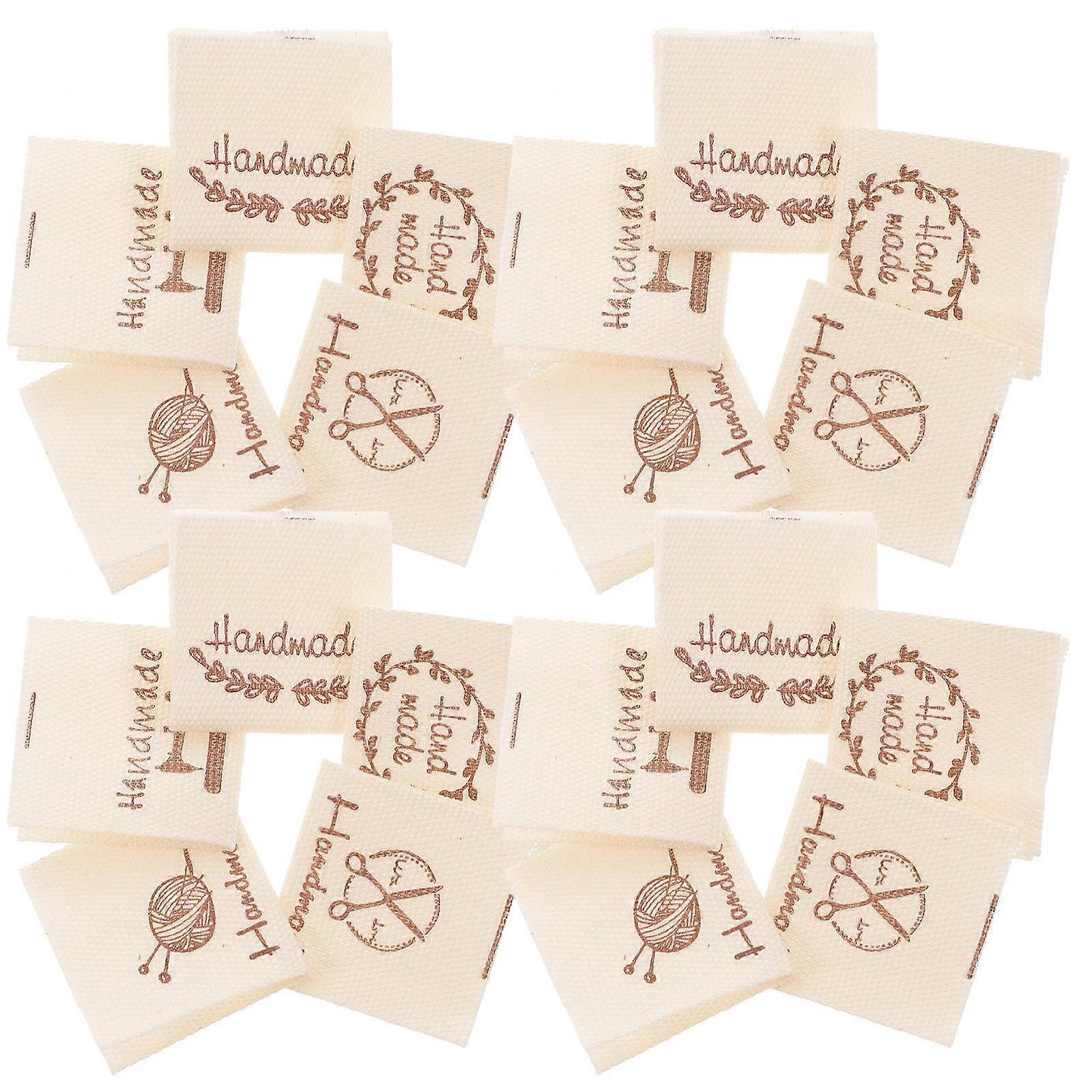 100pcs Handmade Sewing Labels for Clothes, Knitting, DIY Crafts Soft & Durable Tags with Retro Designs for Bags, Dolls, Wallets Easy to Sew &