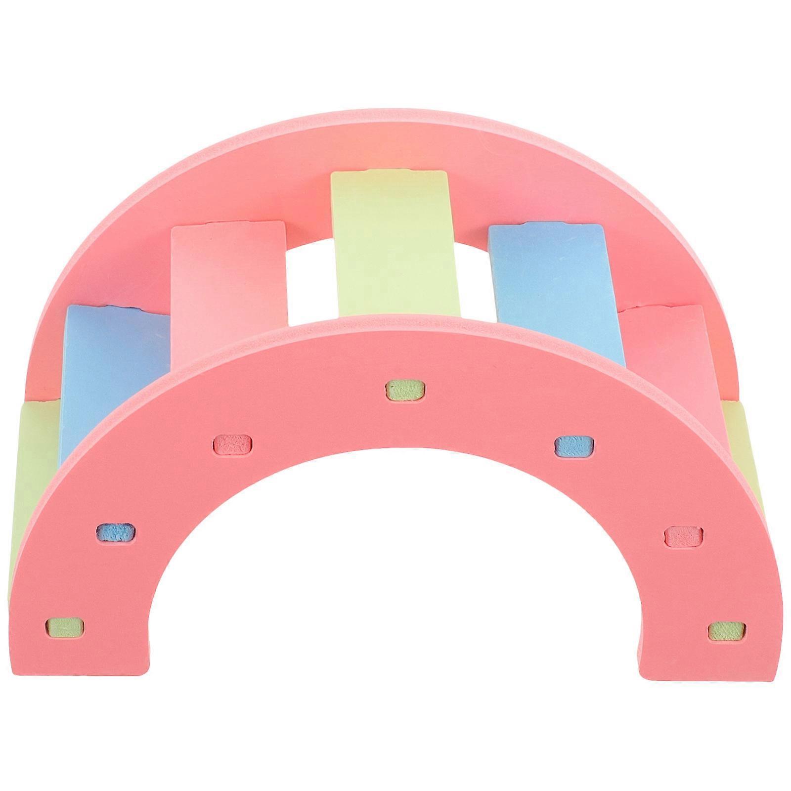 Small Pet Climbing Toy Hamster Plastic Bridge Chinchilla Entertainment Cage Landscape Bridge Pink 14x8cm 1Set