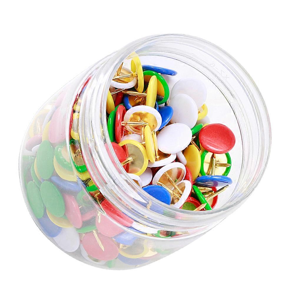 Assorted Color Plastic and Metal Map Tacks with Design for Home Office Use 200 Pieces per Can