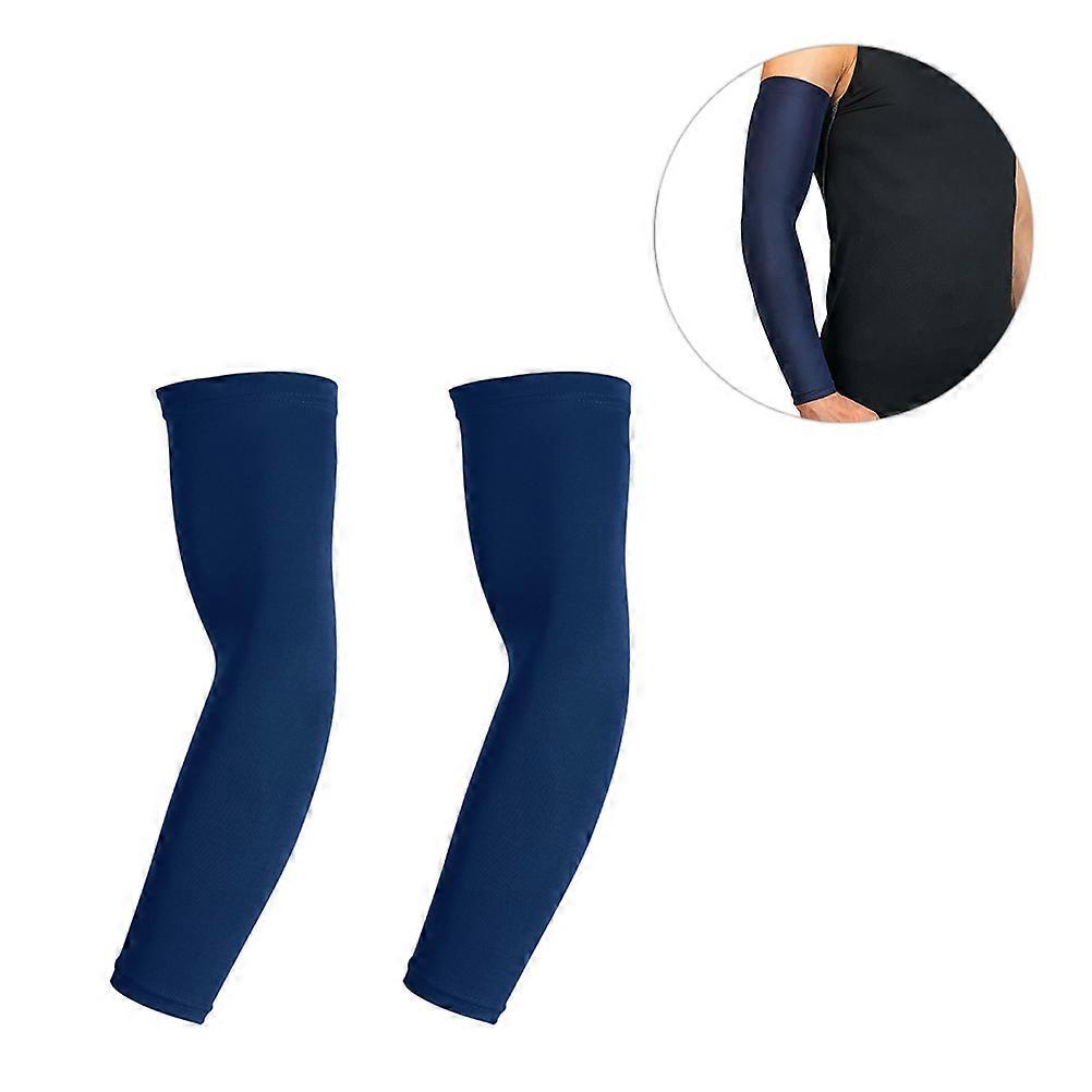 Workout Elbow Sleeves Men Ergonomic Design Forearm Protection High Flexibility Material Navy Blue 2Pcs