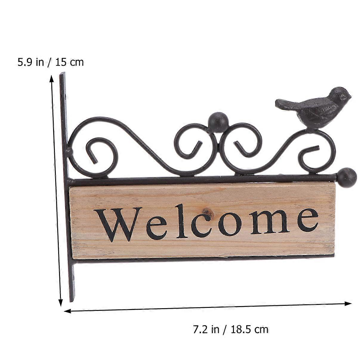 Welcome Wall Sign with Decoration Iron and PP Material for Cafe Shop Mount 1pc
