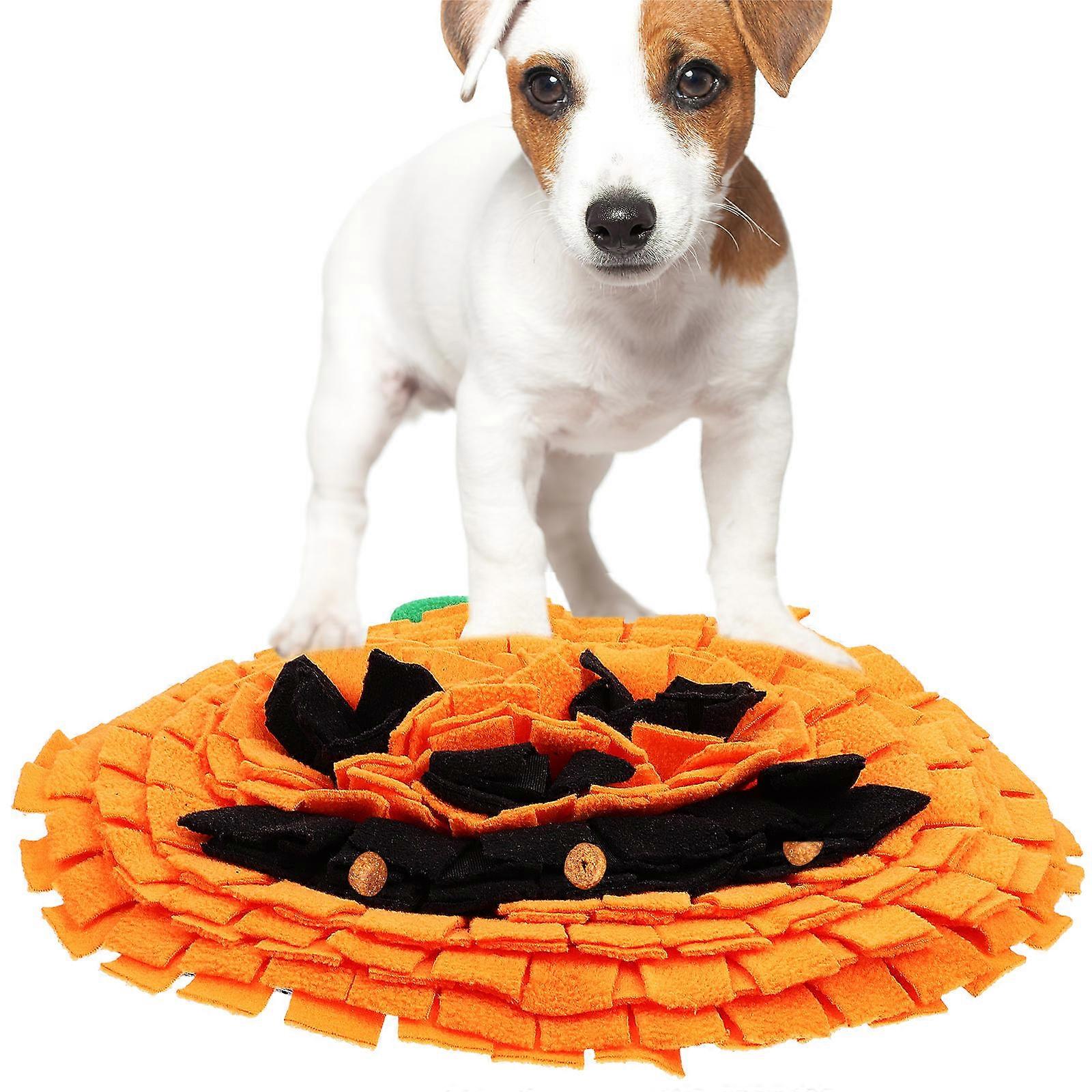 Pumpkin Design Dog Snuffle Mat for Large Breeds Comfortable Polar Fleece Feeding Mat for Reducing Boredom and Anxiety