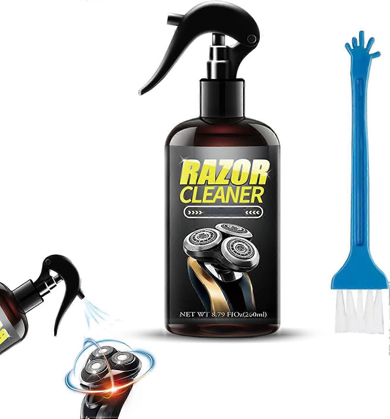 Electric Shaver Cleaner Spray With Brush, Blade Cleaner And Lubricating Solution For Foil And Rotary Shavers