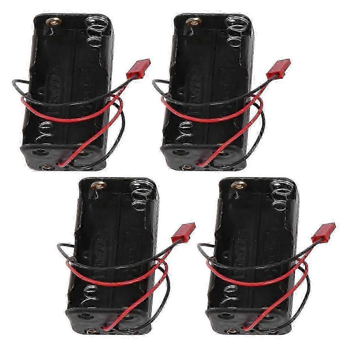 4Pack 6V 4XAA Battery Container Case Holder Pack Box JST Plug Receiver for Redcat 1/8 1/10 RC Nitro Power Car Truck