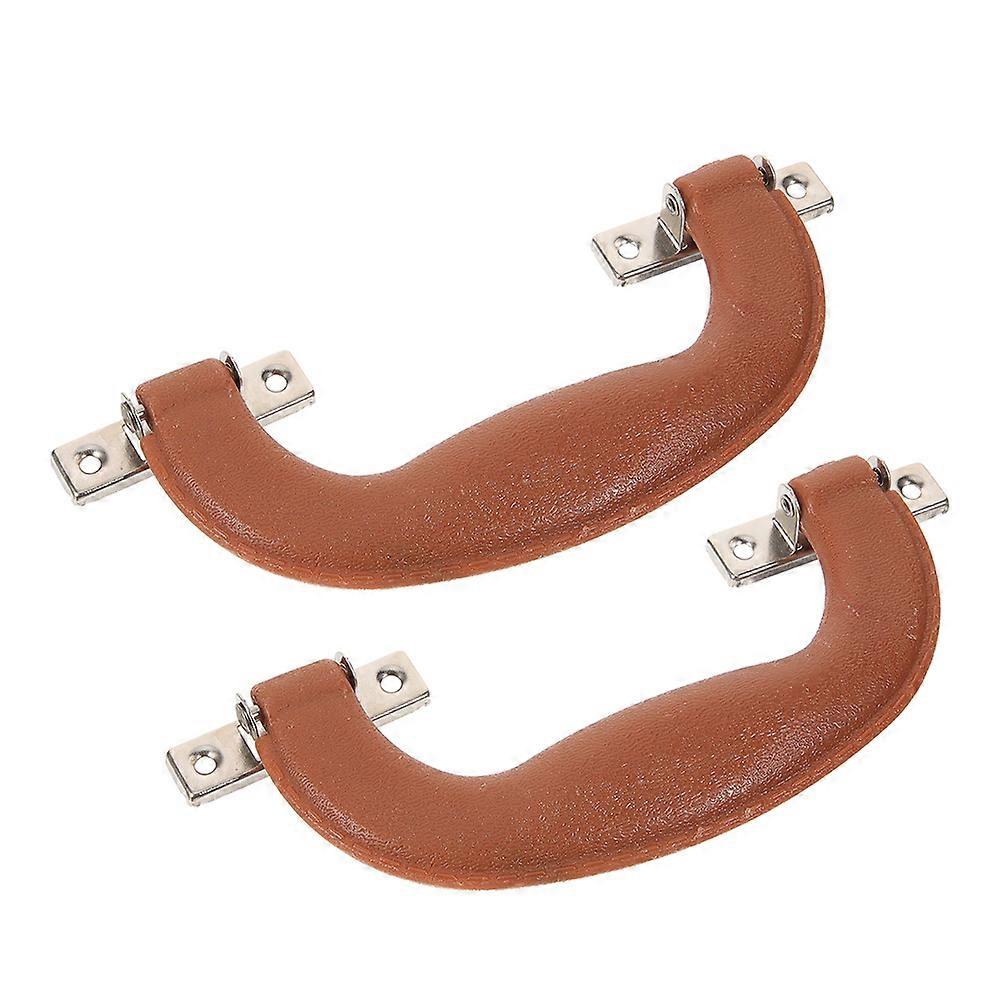 Ergonomic Brown Luggage Pull Handle Assembly For Vintage Travel Cases Designed For Easy Replacement 2Pcs