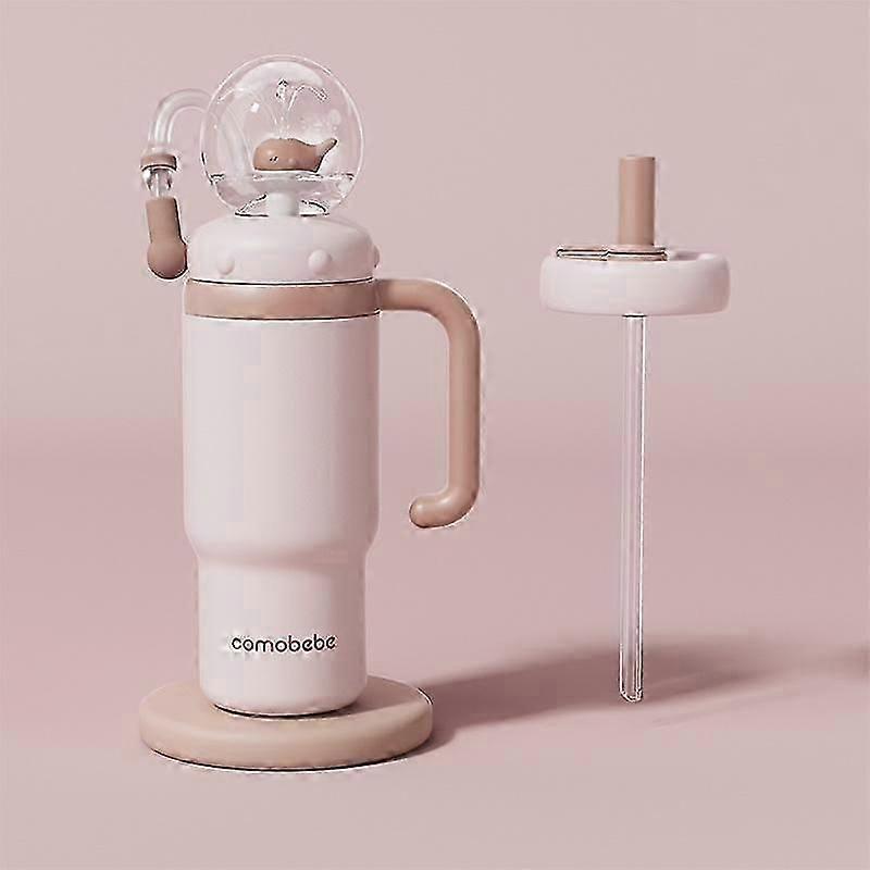 Gobelet fontaine baleine en acier inoxydable avec poignée et deux couvercles