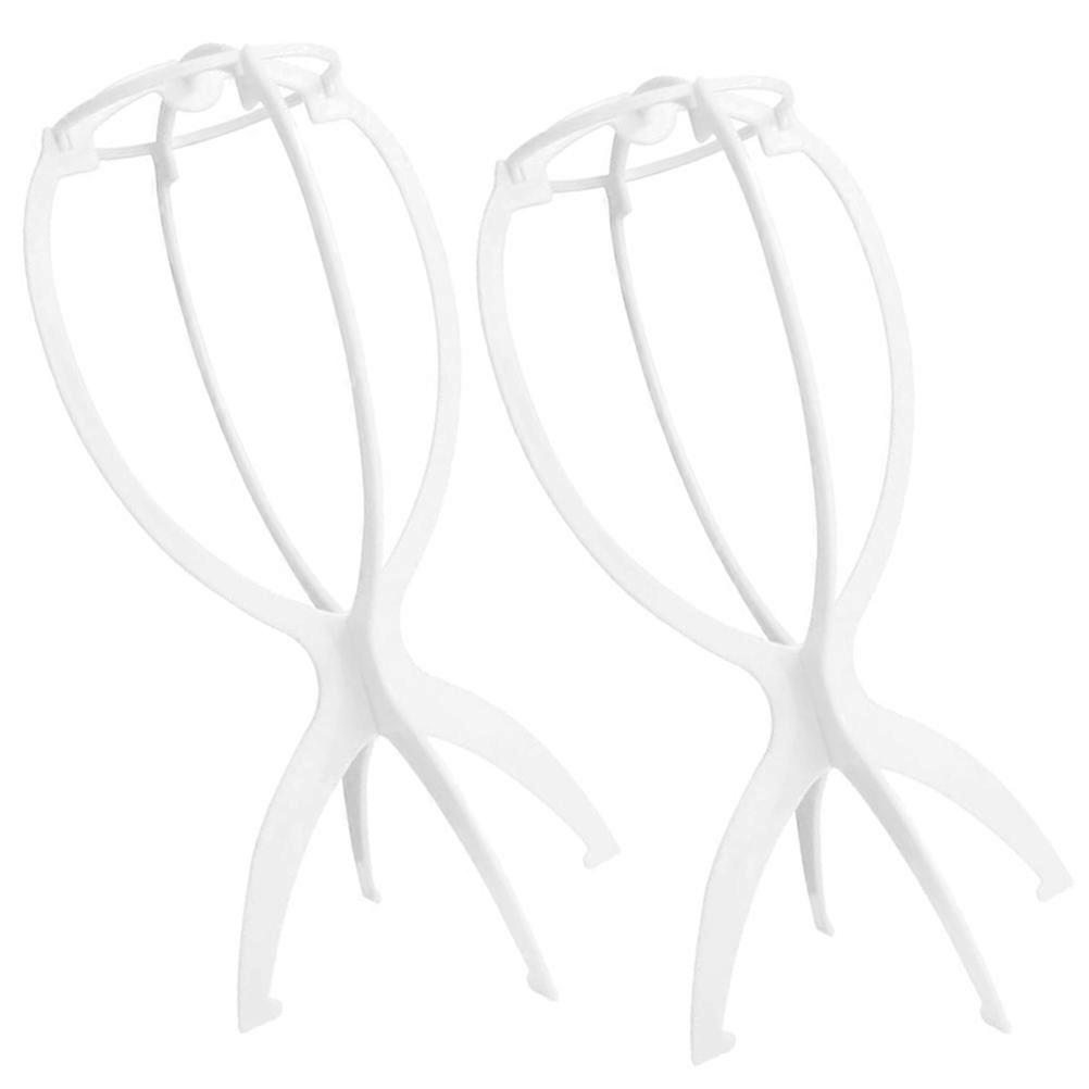 White Portable Wig Holders 2Pcs Compact Accessory Stands For Wigs Air Drying At Home Use