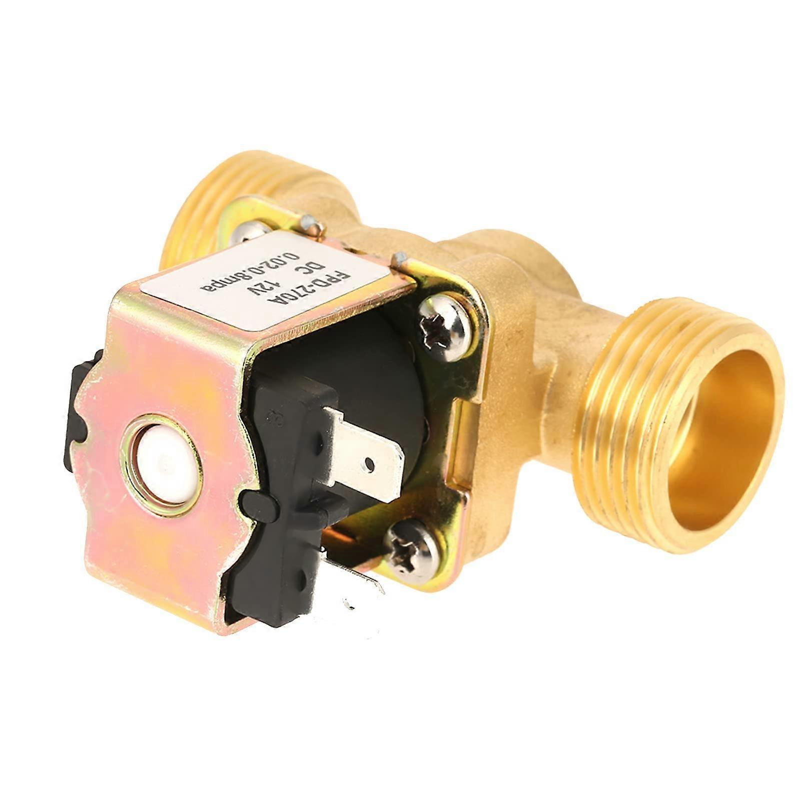 NC Solenoid Valve DC12V G3/4 Brass Electric Valve with Arrow Marking 0.8 MPa for Water Applications, Normally Closed Type