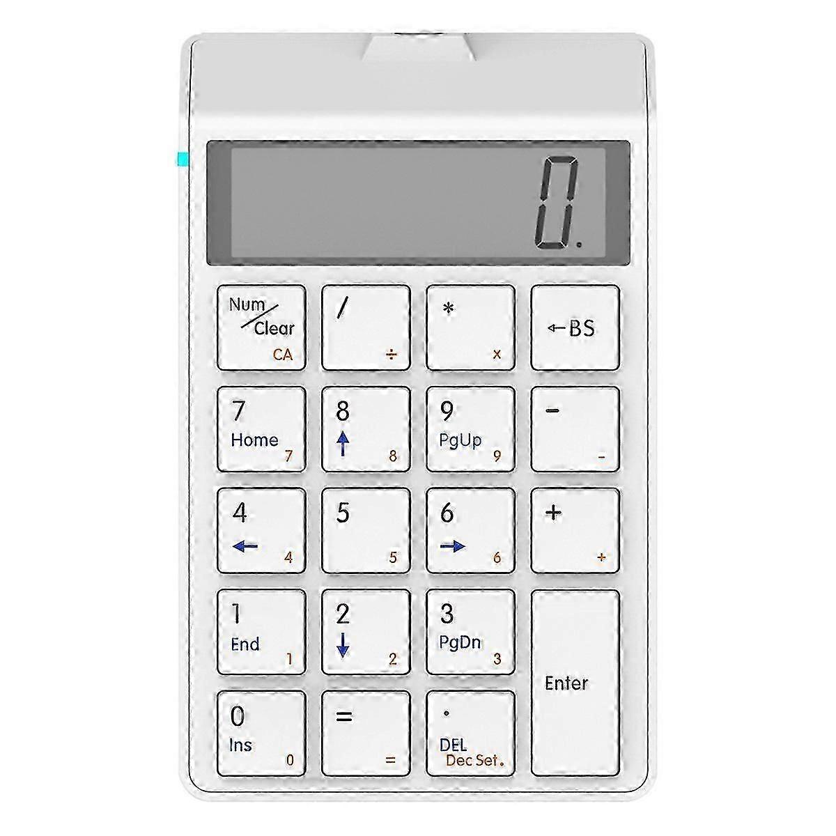 2 in 1 Bluetooth Number Pad 19 Keys Wireless Numeric Keyboard Calculator Keypad with Display Screen