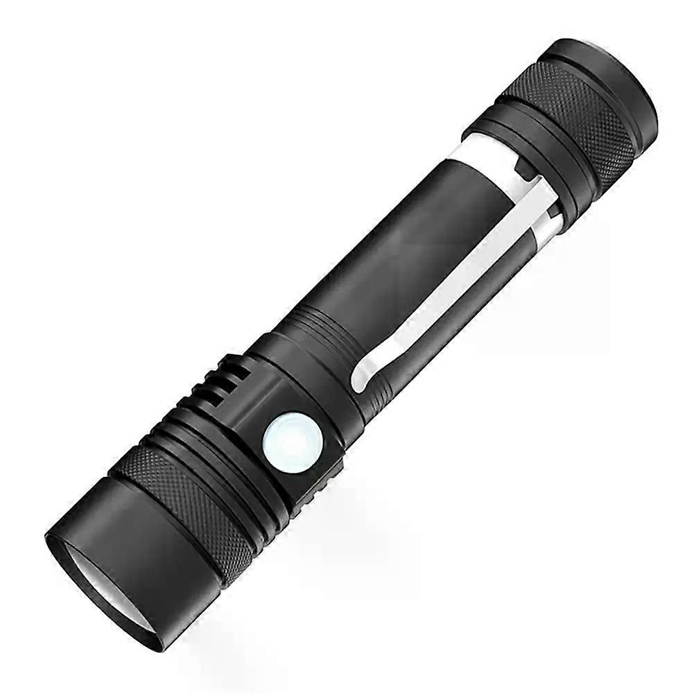 LED USB Rechargeable Flashlight Portable Outdoor Camping 3 Lighting Modes Powerful Clip Flashlight Flashlight with Adjustable Light Beam