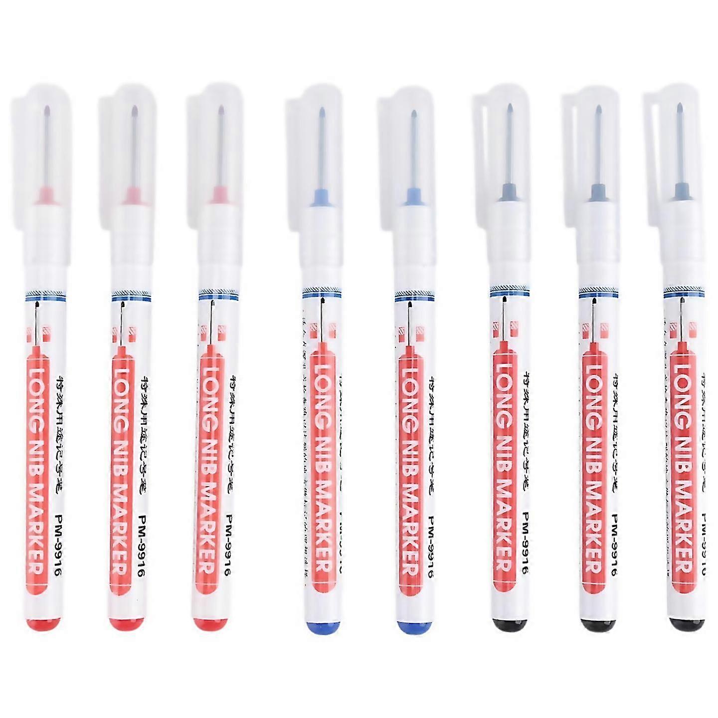 8 Multipurpose Deep Hole Marker Pens Long Nosed Marker Deep Drill Hole Long Nib Scriber Carpentry C