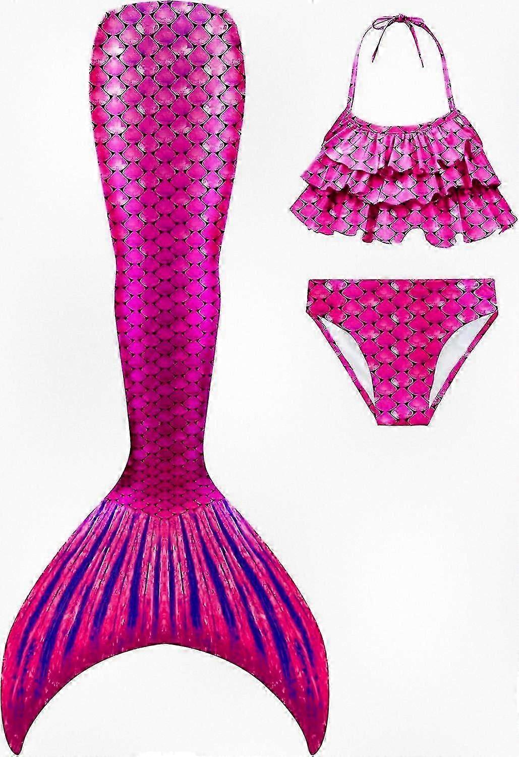 Kids 3-Piece Mermaid Swim Set for Girls, Includes Swimsuit and Accessories, No Monofin Needed