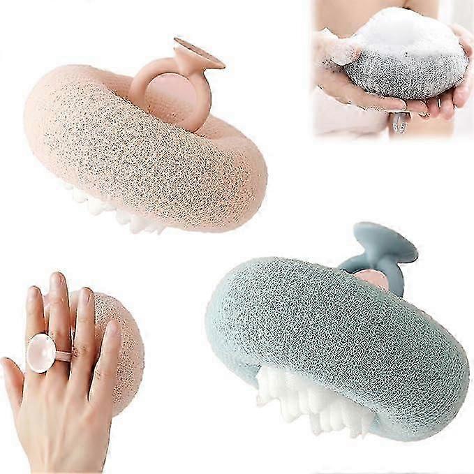 كرة حمام عباد الشمس 2 في 1 ، كرة حمام فائقة النعومة ، فرشاة تنظيف إسفنج الحمام مع كوب الشفط ، إسفنج الحمام للاستحمام