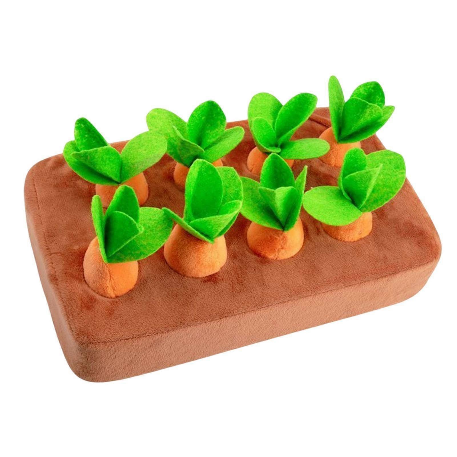 Carrot Dog Toy Plush, Interactive Vegetable Chew Toy for Dogs and Cats, Sniffing Mat with 8 Holes for Puzzle Play