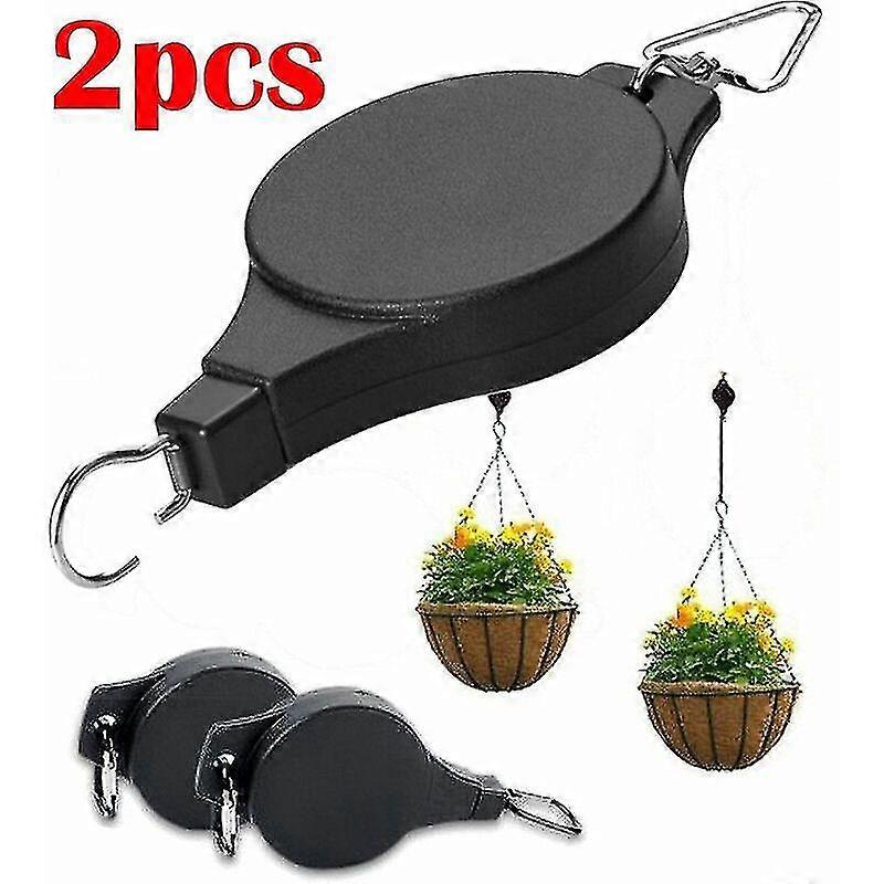 Pulley hanging basket pull-down hooks, two-piece set, retractable, foldable and easy to install