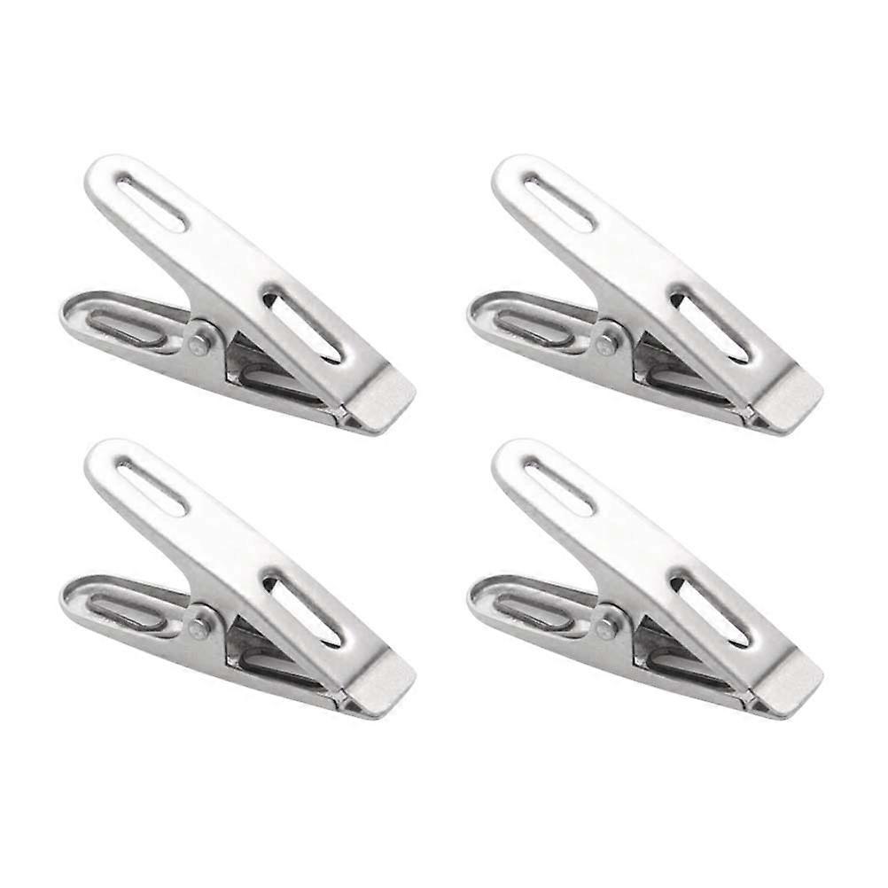 4pcs Silver Stainless Steel Clips for Clipping Snacks Clothes and Paper Files Office Use