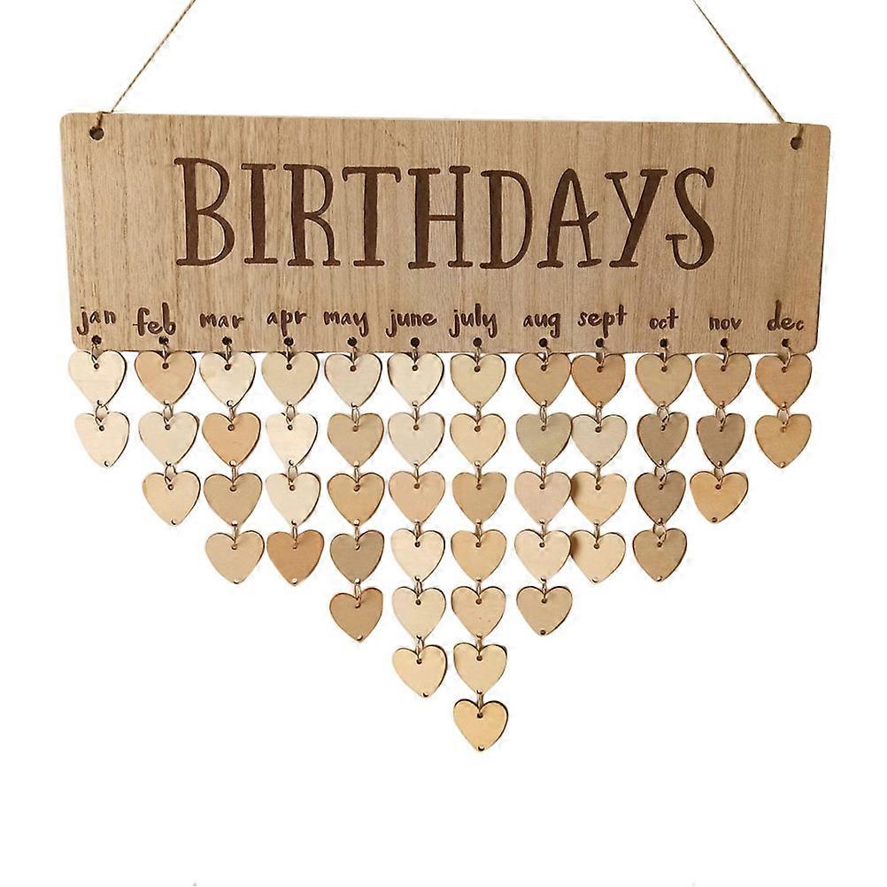 DIY Wooden Calendar Reminder Board with Letters and Heart Shaped Plate for Birthdays Decor Hanging 1 Set