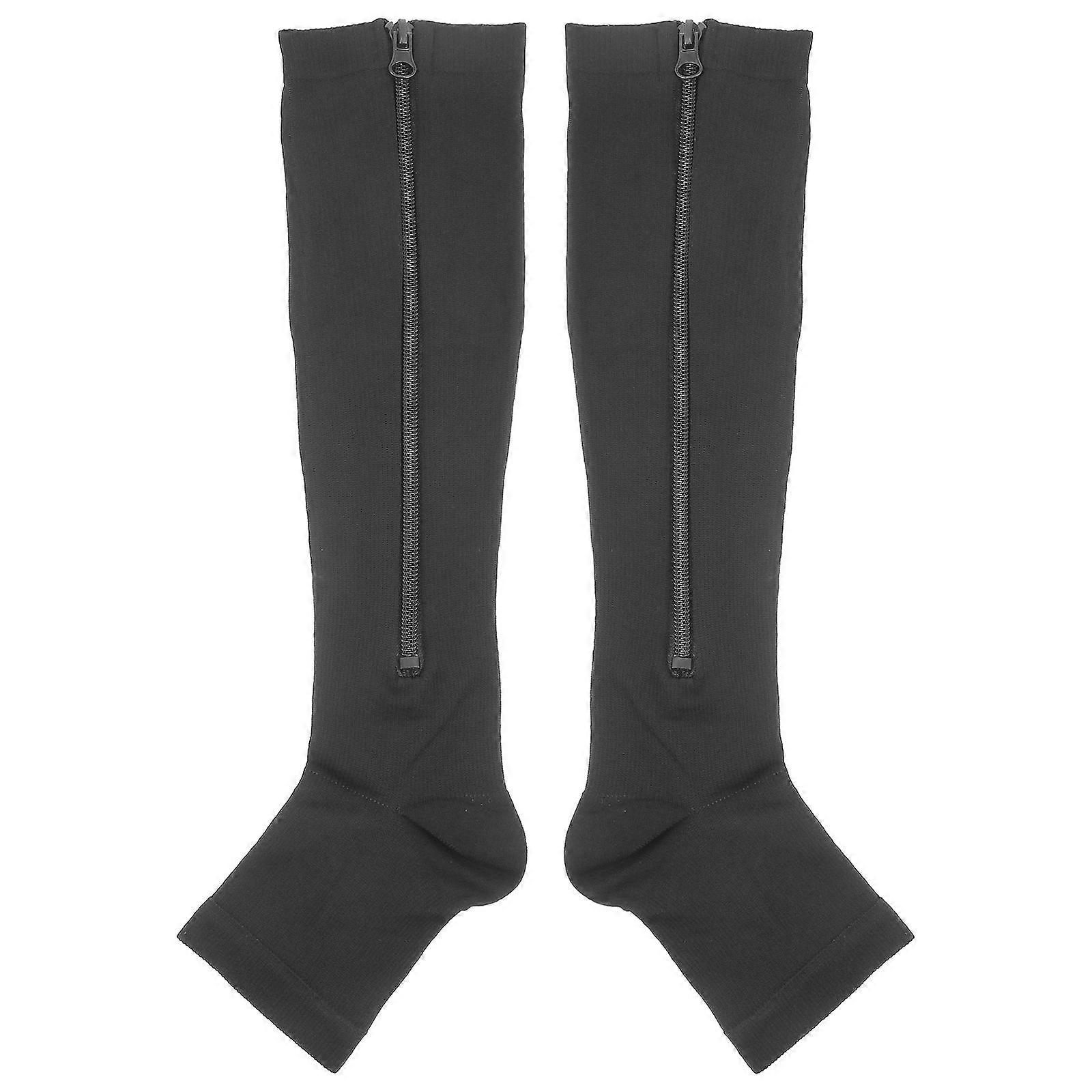 Elastic Compression Stockings Designed For Running Cycling Jogging Activities In Black Available In Size S/M Providing Swelling Reduction 1 Pair