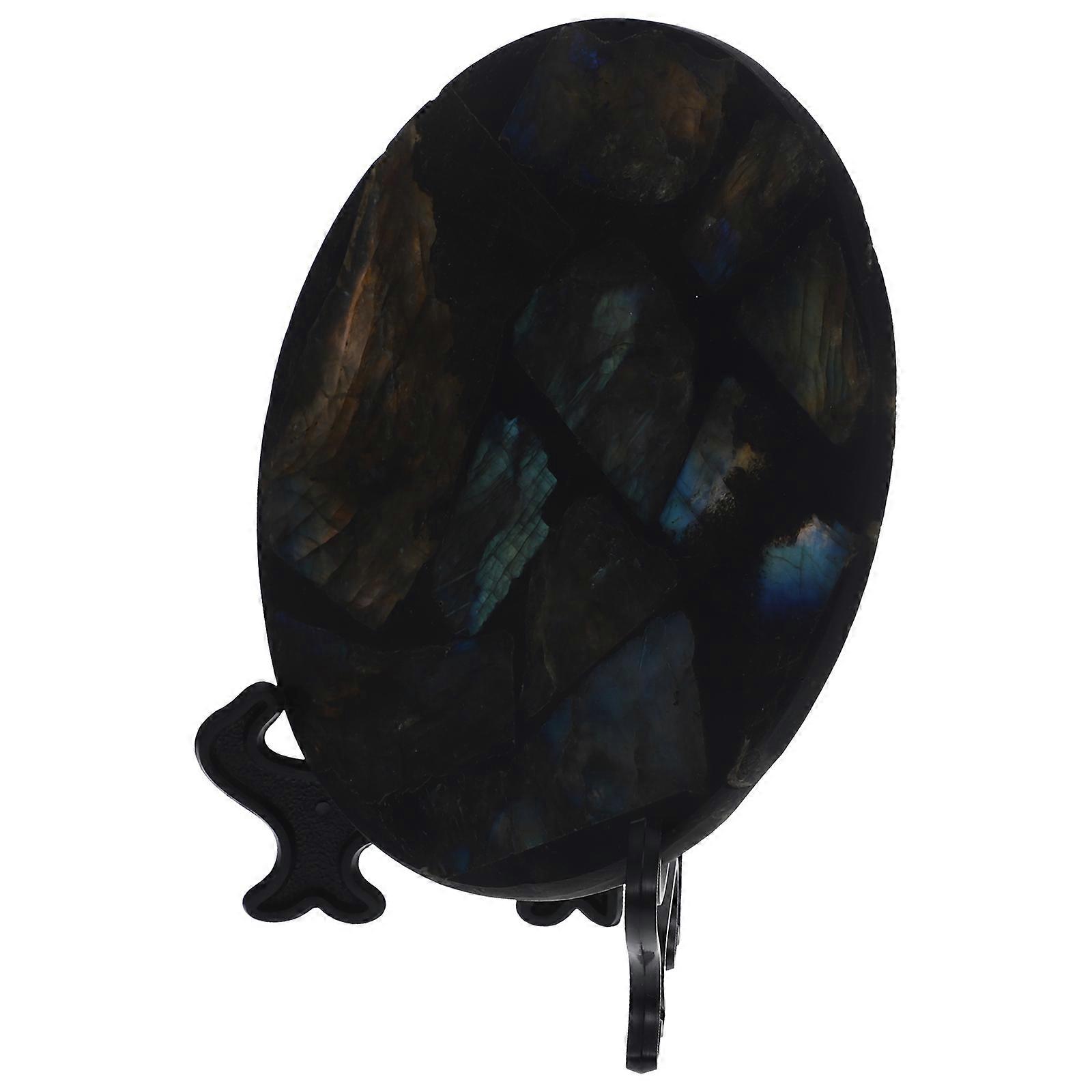 Round Labradorite Stone Decorative Plate For Home Decoration Office Use 1 Set Chic Appearance
