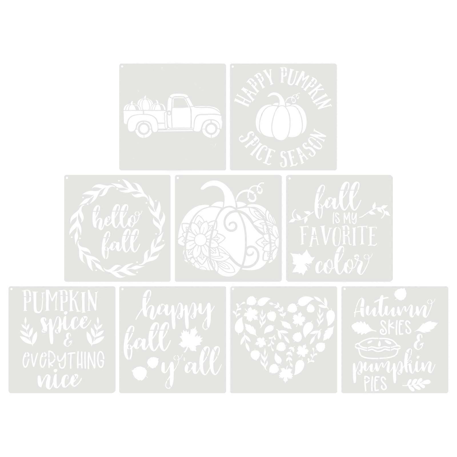 Autumn Themed Spray Stencils For DIY Projects Delicate Pumpkin Designs 9 Sheets Durable Craft Decoration