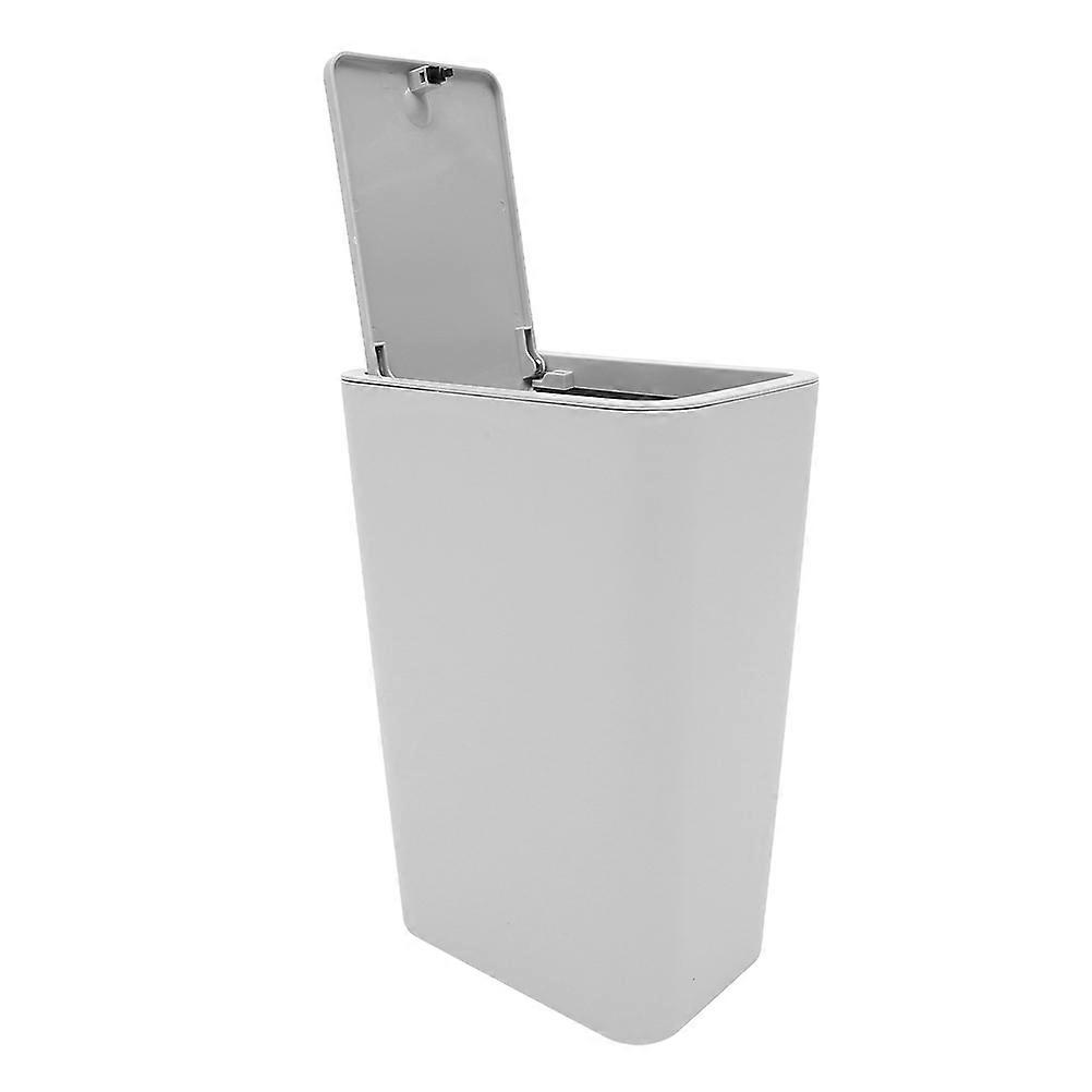Large Capacity ABS Plastic Trash Can with Convenient Press Lid for Kitchen Use Light Grey 13.8x15.7x23.6 Inches