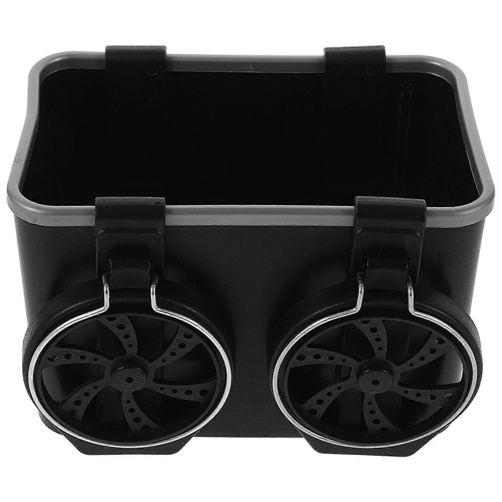 Car Armrest Storage Box for Tissue Holder Multifunctional 4 Cup Holder Black