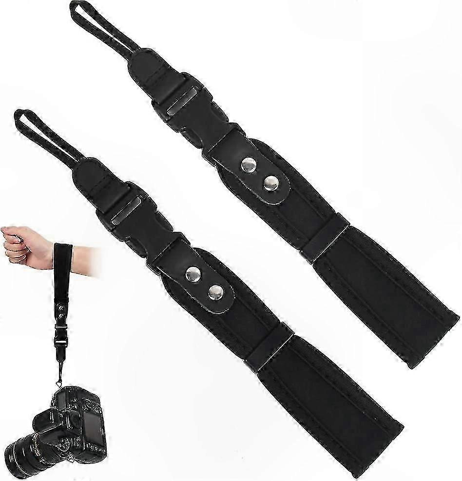 Adjustable Neoprene Wrist Straps for Cameras, 2-Pack Black Quick-Release