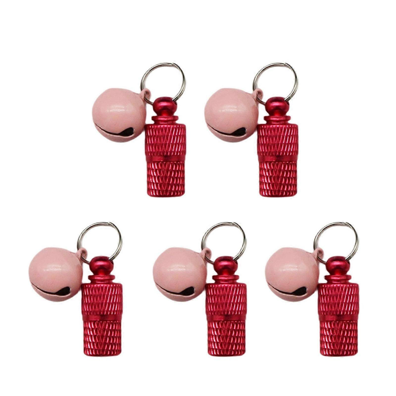 Set of 10 AntiLost Pet Label Holder For Dog Cats Plated Pet Identification Information Storage Box Collar Pendant  Red with bell