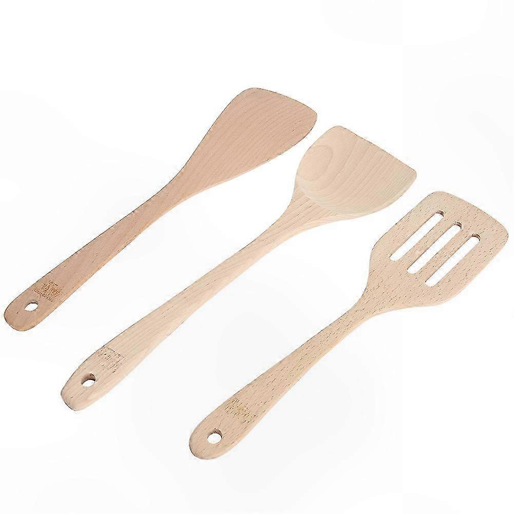 Unpainted Wooden Spatula Set of 3 for Non-Stick Cookware and Kitchen Use