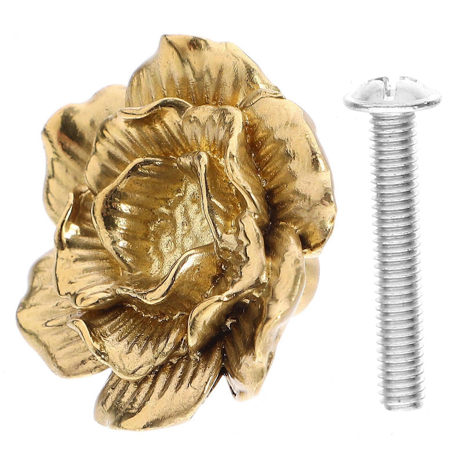 Flower Shaped Pull Handle Brass Cabinet Pull Handle Drawer Door Knob Cupboard Knob