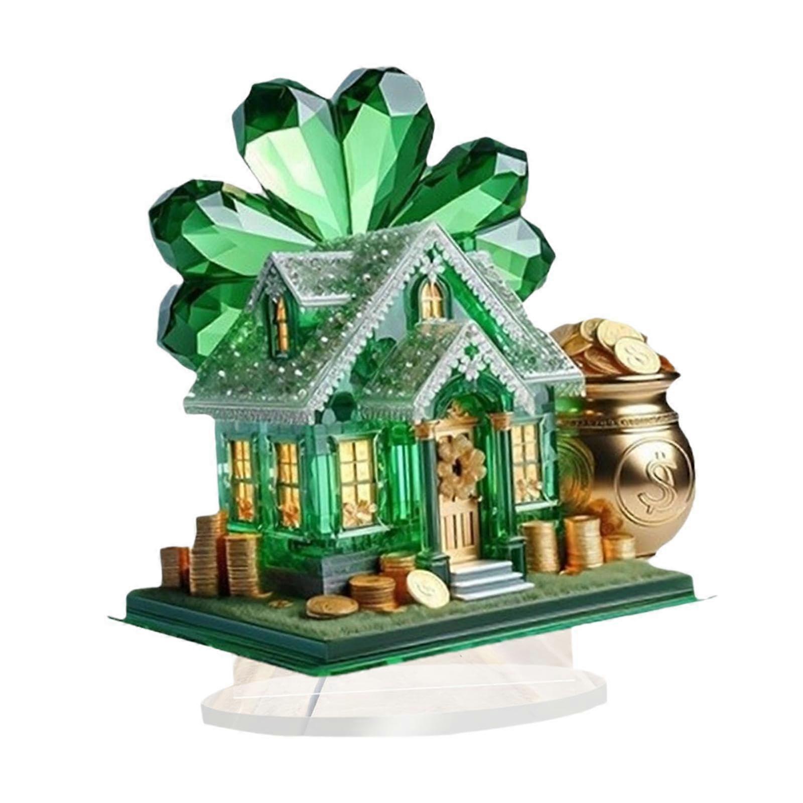 House Shape Table Ornament 2D Flat Acrylic Figurine for Bedroom