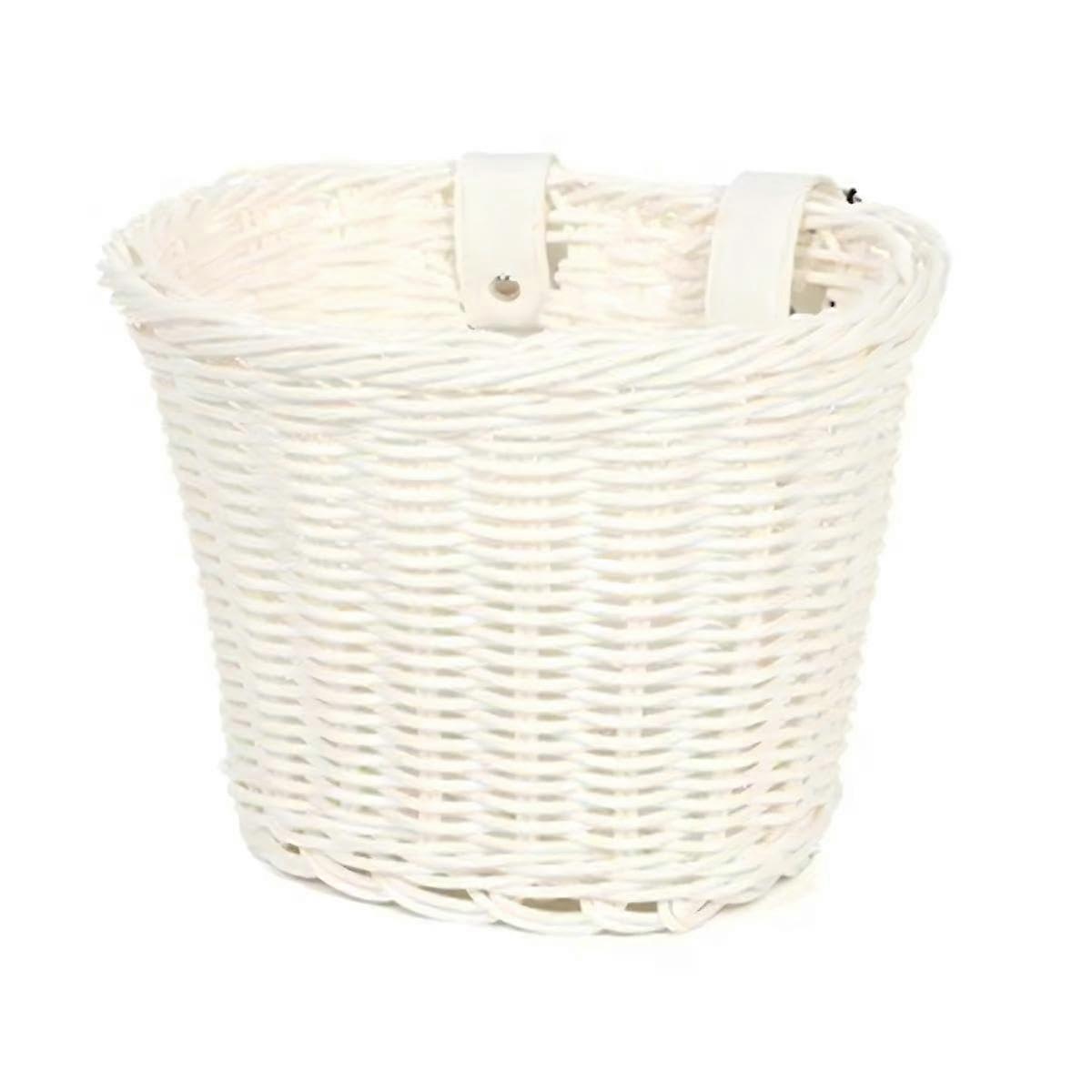 Wicker Bike Basket With Handlebar Mount Weatherproof White Bicycle Storage Basket For Front Or Rear