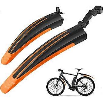 Bike Mudguard Set, Portable Adjustable Road Mountain Bike Bicycle Cycling Tires Front and Rear Mud Guard Fenders (Orange) Edition 0816