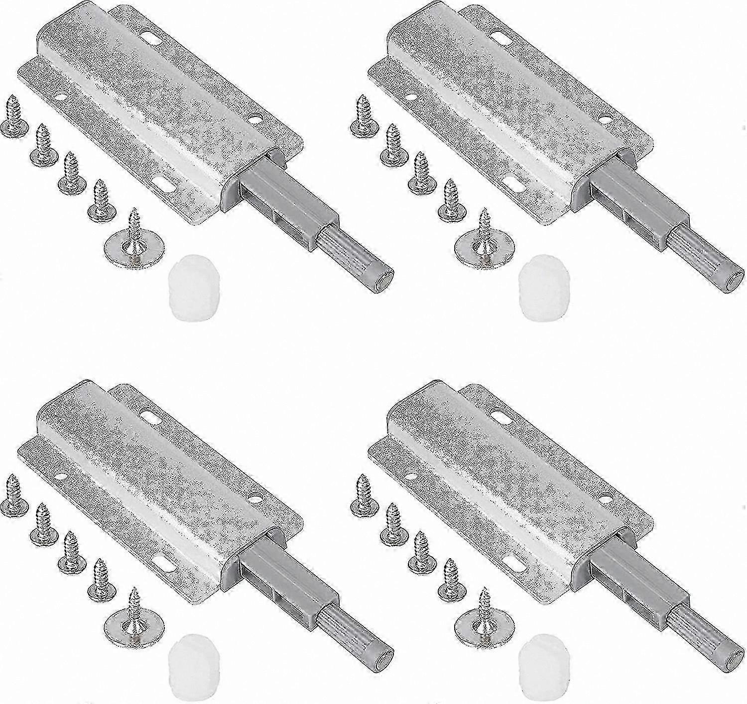 Magnetic Push Door Opener Set, 4-Pack Silver Push-to-Open Door Catch with Magnetic Closure System