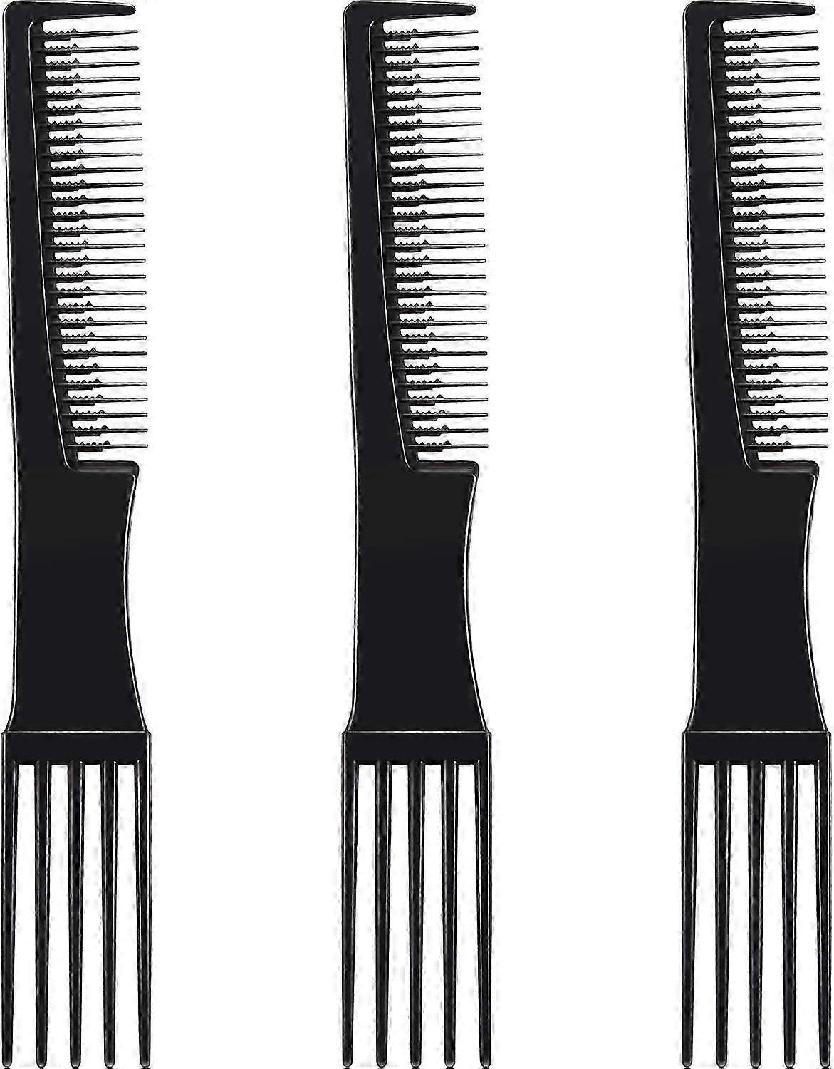3 Packs Lift Combs Fork Combs Prong Combs Double End Rake Combs Styling Combs Black