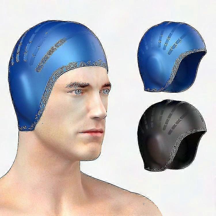 Waterproof Silicone Swimming Cap for Adults, Flexible Swim Cap with Ear Protection for Pool and Bathing