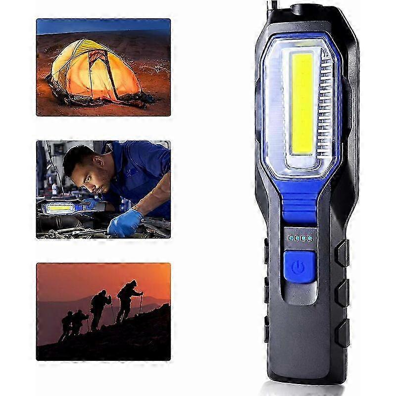 Workshop Lantern Rechargeable LED Lamp, Inspection Lamp, Workshop Lamp, COB Work Lantern, Work Light, with Magnetic Base and Hook for Emergency, Works