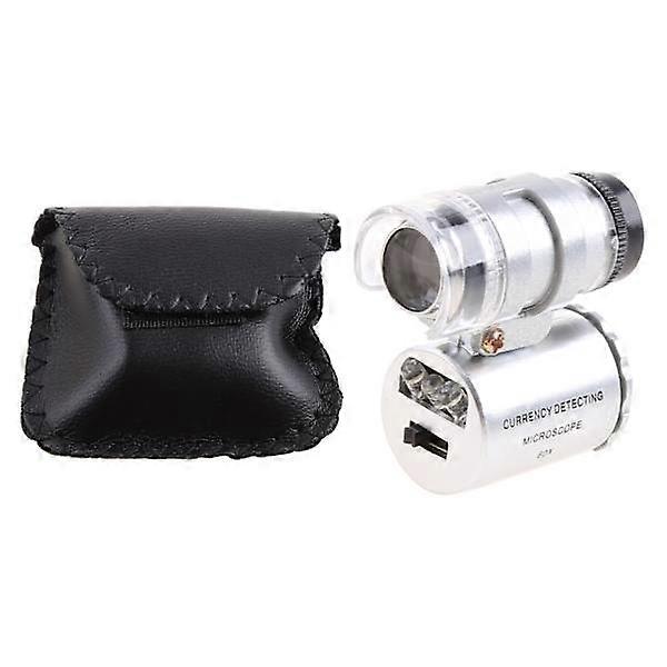 Mini 60X Magnifier Microscope UV Jewelry Loupe Currency Detector with LED Light