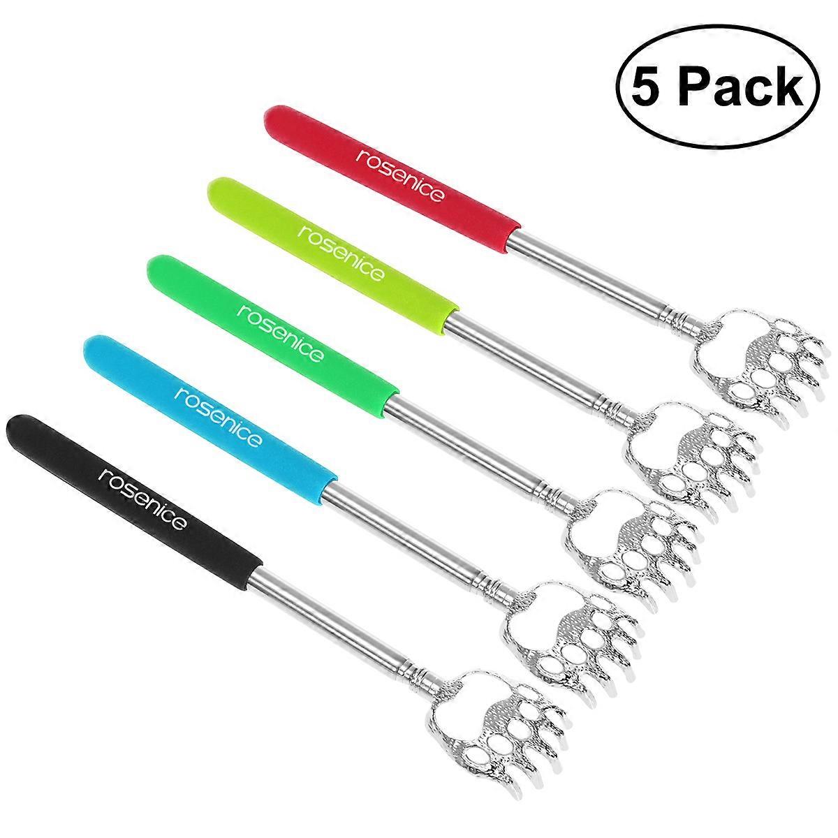 Extendable Back Scratcher with Zinc Alloy and Rubber for Itching Use Assorted Color Portable 5Pcs