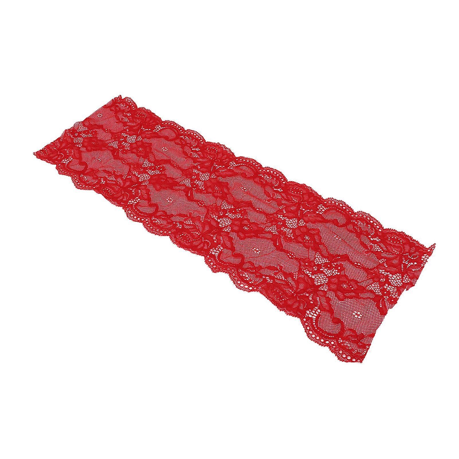 Lace Ribbon 17cm Wide Soft Nylon Elastic 10 Yards Big Red