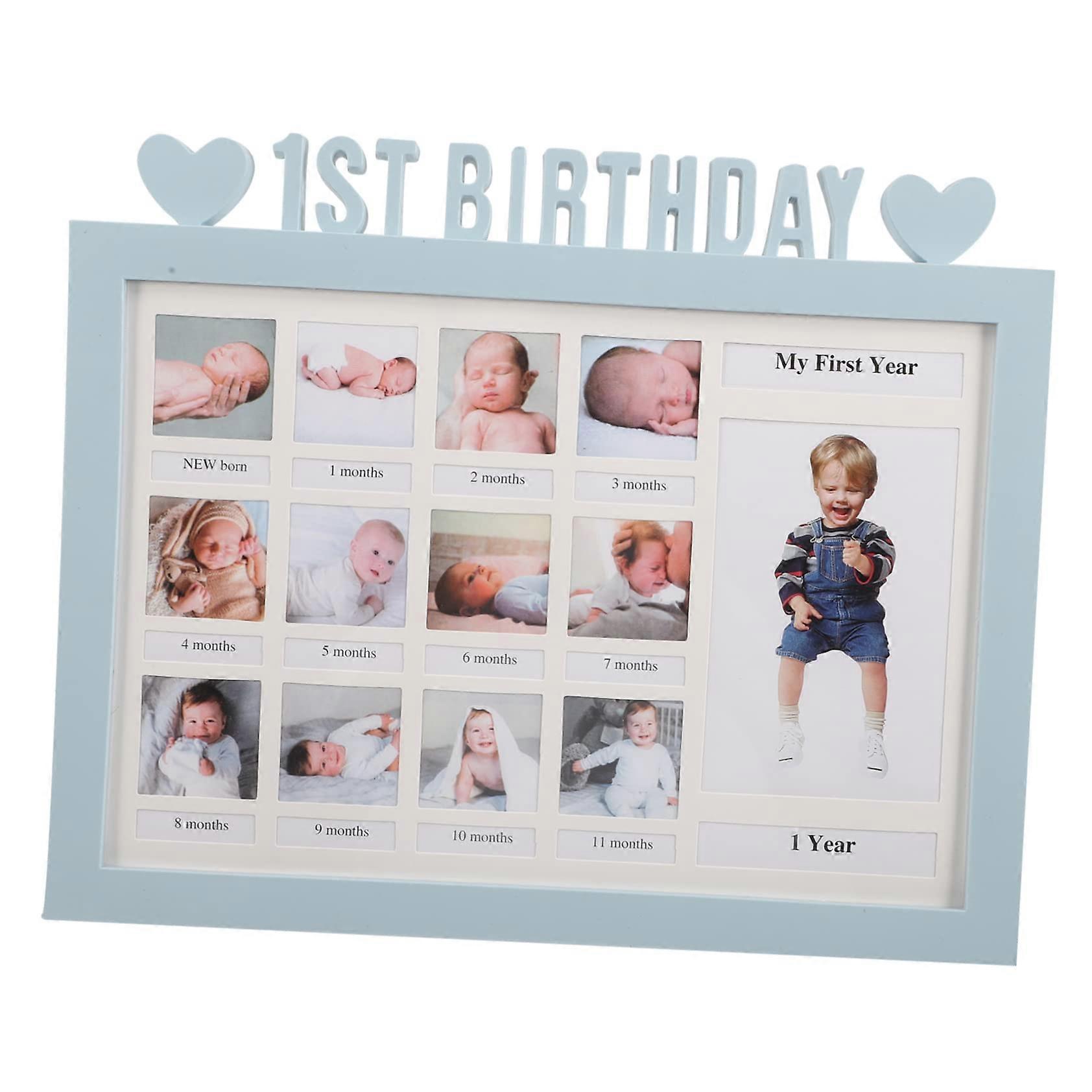 Birthday Photo Frame For Boy Newborn Keepsakes First Year Memories Record Frame