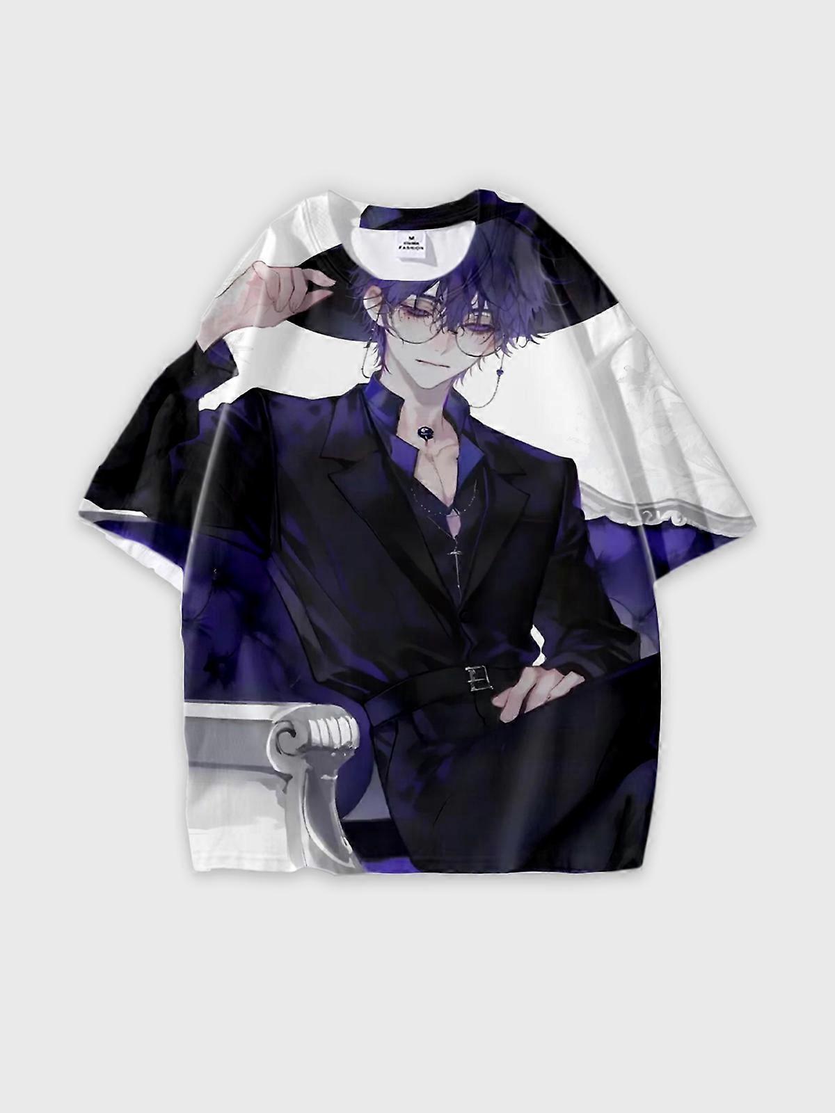 T-Shirt Round Neck, Loose Short Sleeve Link Click Graphic Tee, Unisex Summer Casual Top W917