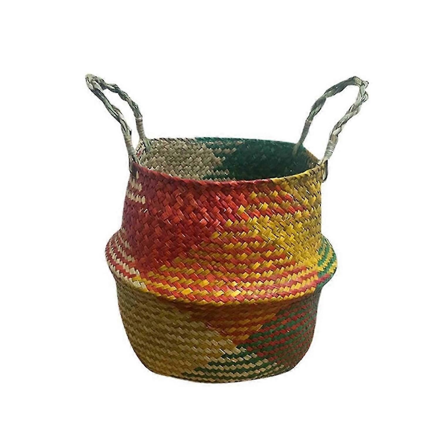 Storage Basket with Handles Woven Foldable Beach Basket