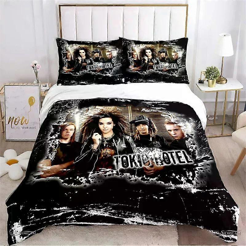 TE1608 Tokio Hotel Druk 3D Rock Band Całoroczna poszwa na kołdrę Zestawy pościeli Miękka poszewka na kołdrę i poszewki na poduszki Pojedyncza podwójna królowa