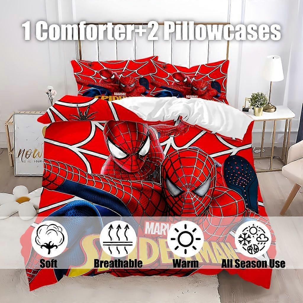 TE896 () 3pcs Marvel Spider-Man Cartoon print duvet cover bedding Super Soft Various sizes, suitable for bedroom and guest room decorati